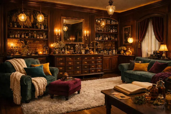 Painted view of The Apothecary Library