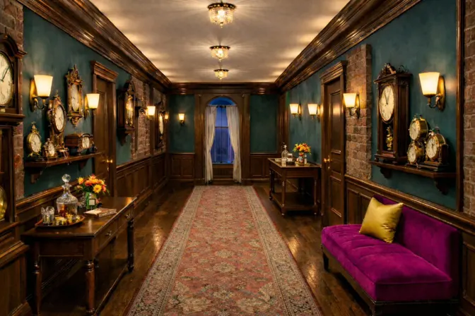 Painted view of The Hallway Clock