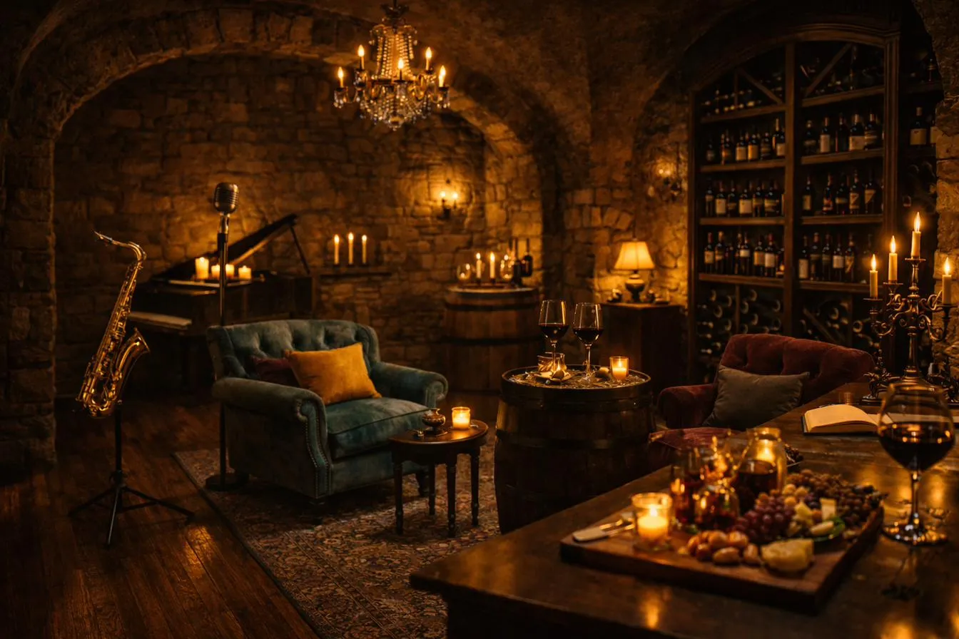 Painted view of The Cellar Wine Library